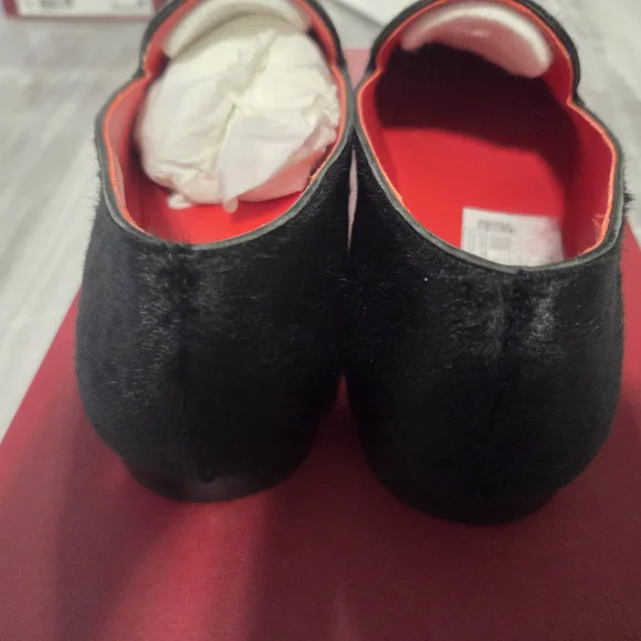 Salvatore Ferragamo Black Horse Hair Loafers with Vibrant Red Interior Salvatore Ferragamo Black Horse Hair Loafers with Vibrant  main image 2
